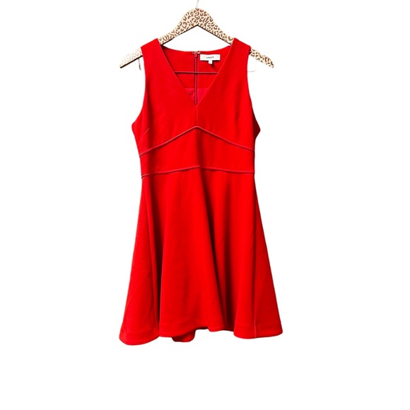 Likely Bunker V-Neck Sleeveless Fit & Flare Skater Mini Dress Scarlet Red 10 - Picture 2 of 15